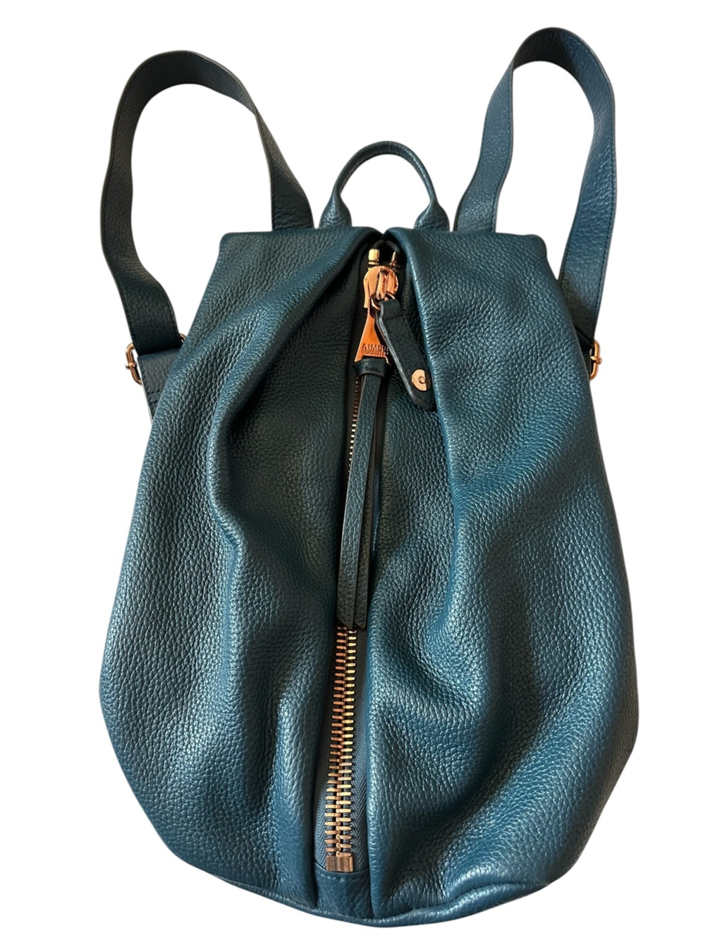 Aimee Kestenberg Teal Pebbled Leather Backpack Shoulder Bag with Gold Hardware